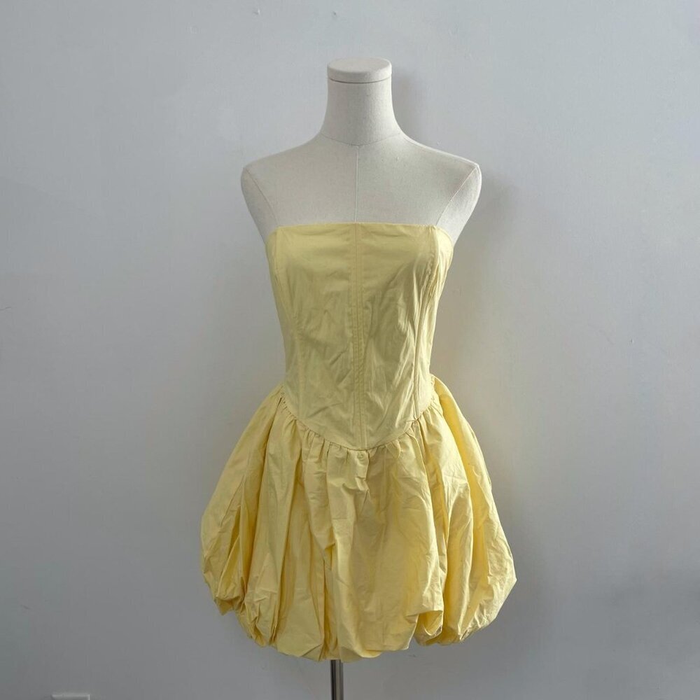 Fashion Nova A Night In Paris Bubble Mini Dress in Butter Yellow | Women Size L